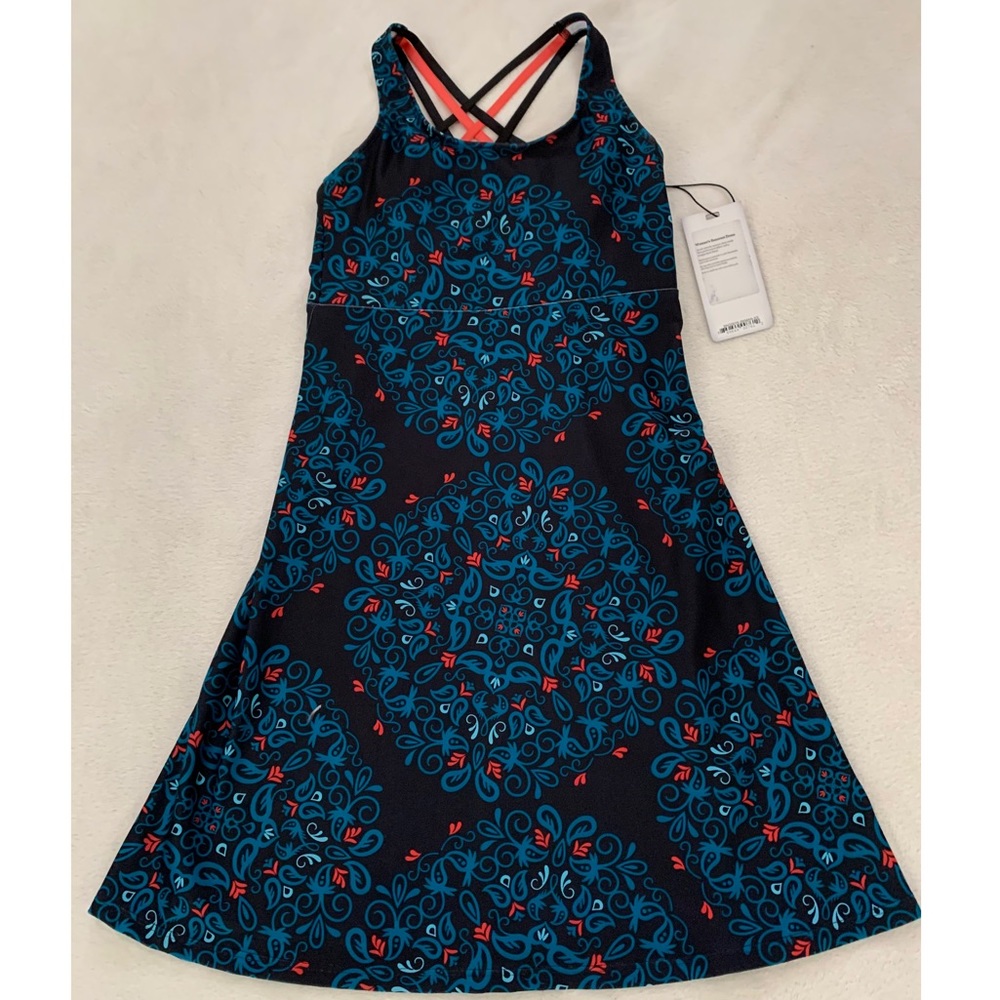 Basin and Range, by Backcountry, Suncrest Dress, Blue and Coral pattern, XS, NWT